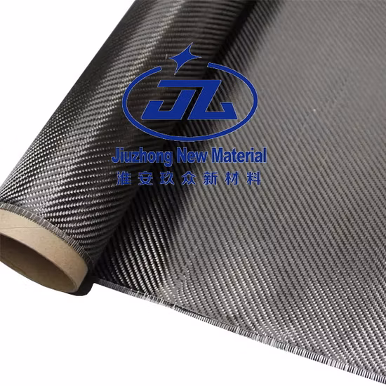 Fábrica de China 3K 1500d fibra de carbono coloreada azul liso sarga 200GSM carbono Kevlar-tela híbrida de carbono